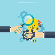 Flat bulb Ideas finding concept background Success achievement