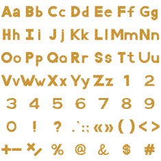 Alphabet numbers and signs set wood