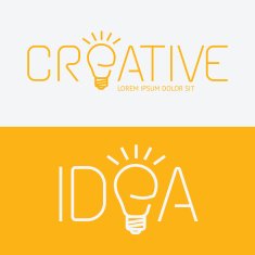 Vector alphabet design creative idea concept with flat sign icon
