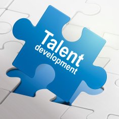 talent development on blue puzzle pieces