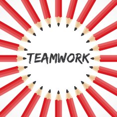 Teamwork word with pencil background