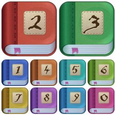 Square book icons for applications e-books