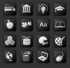 education button set on a dark Background