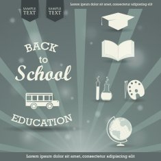 Back to school - vector retro design background