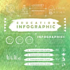 watercolor background education infographic