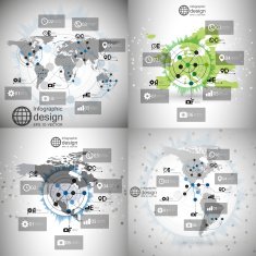 World maps set infographic templates for business design science design