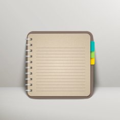 open blank lined notebook over grey