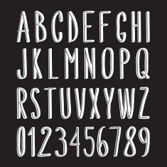 handwritten font hand drawn sketch alphabet and numbers N3