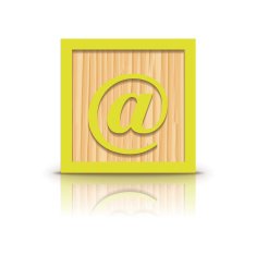 Vector at sign wooden alphabet block N2