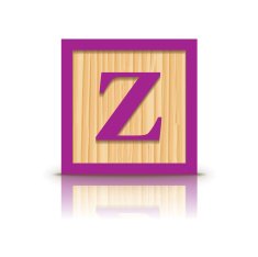 Vector letter Z wooden alphabet block N2