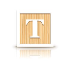 Vector letter T wooden alphabet block