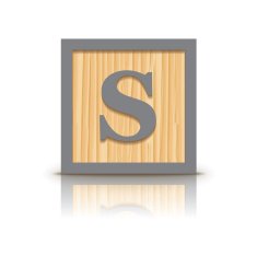 Vector letter S wooden alphabet block