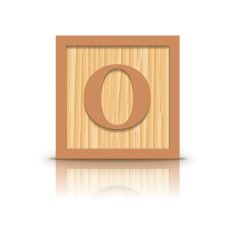Vector letter O wooden alphabet block