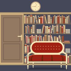 Reading Seat In Front Of A Huge Bookcase N7