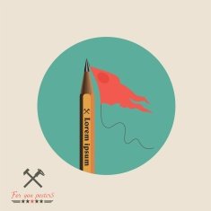 Modern flat banner with pencil and flag