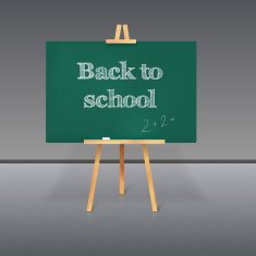 Green school board with chalk on a tripod N2