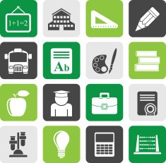 Silhouette school and education icons