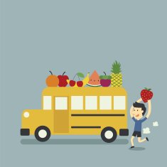 school bus and fruit N2
