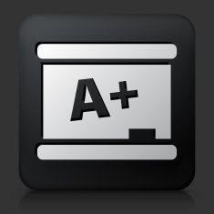 Black square button with Blackboard and A Writing