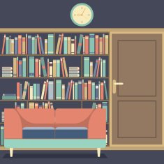 Reading Seat In Front Of A Huge Bookcase N8