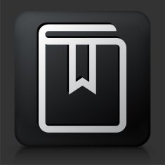 Black Square Button with Bookmark Icon