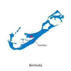 Detailed vector map of Bermuda and capital city Hamilton