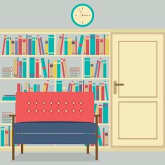 Reading Seats In Front Of A Huge Bookcase N4