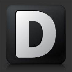 Black Square Button with Letter D