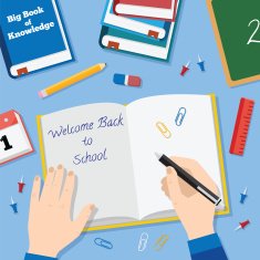 Back to School Flat Style Vector Background With Books Pencils