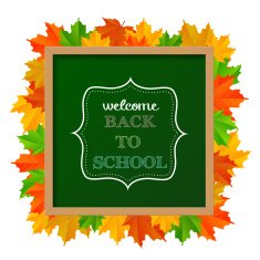 Chalkboard sign "back to school" with leaves
