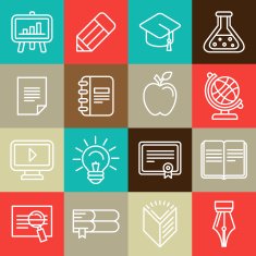 Vector line icons and signs - education