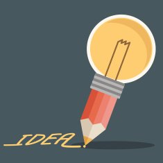 pencil lightbulb write idea word
