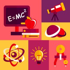 Physics flat design icons set
