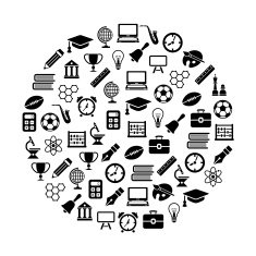 education icons in circle