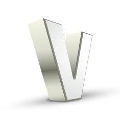 3d alphabet silver V