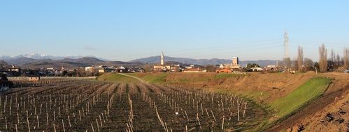 field near a dam in italy