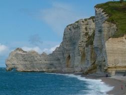 Cliffs on a beautiful beach with sand in France