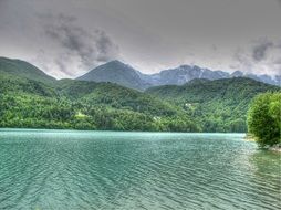 lake mountains water landscape