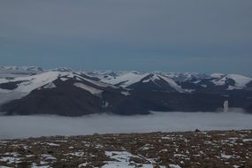Mountains in the snow in Svalbard