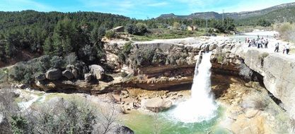 panorama of the waterfall in the salt mine