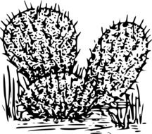 Black and white cactus as a clipart