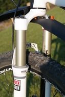 suspension fork of mountain bike