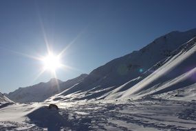 mountains of andes in the snow