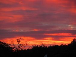 landscape of orange cloudy sky at sunset