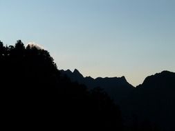 silhouettes of the mountains