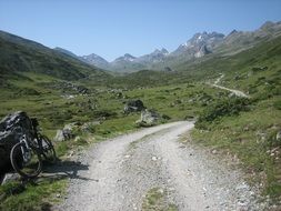 cycling in mountains in summer