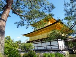 Kinkaku-ji is a beautiful temple among the in the Kita area of Kyoto, Japan