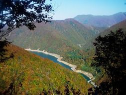 Landscape with the lake in Japan