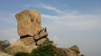 People on beautiful Bukhansan Mountain in South Korea