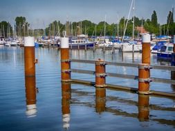 spring boats in harbor bay